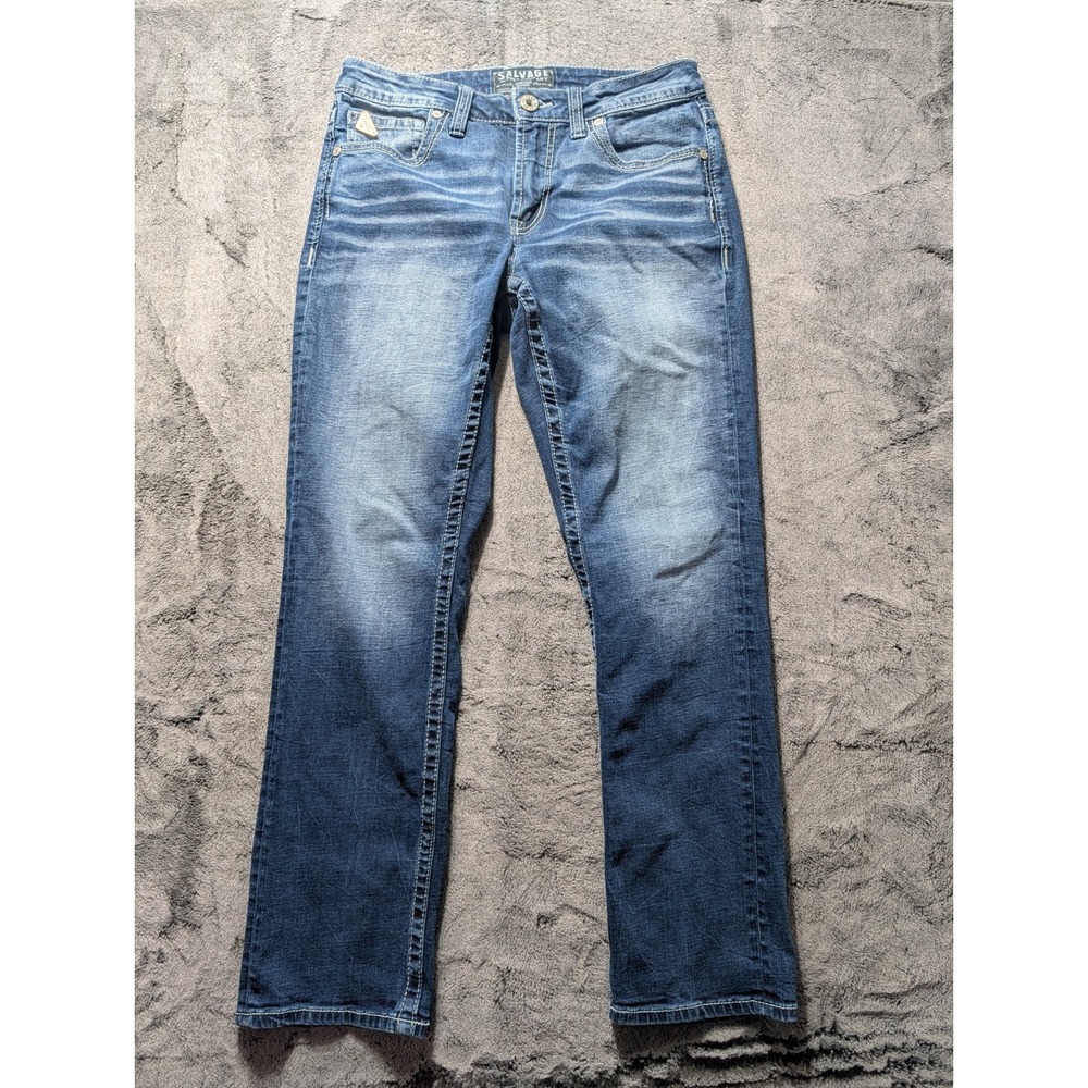 Salvage Supply Co Straight Leg Jeans Men's Size 33x32 Medium Wash